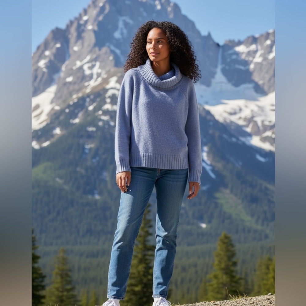 Lavender Angora Turtleneck Sweater-Size Large